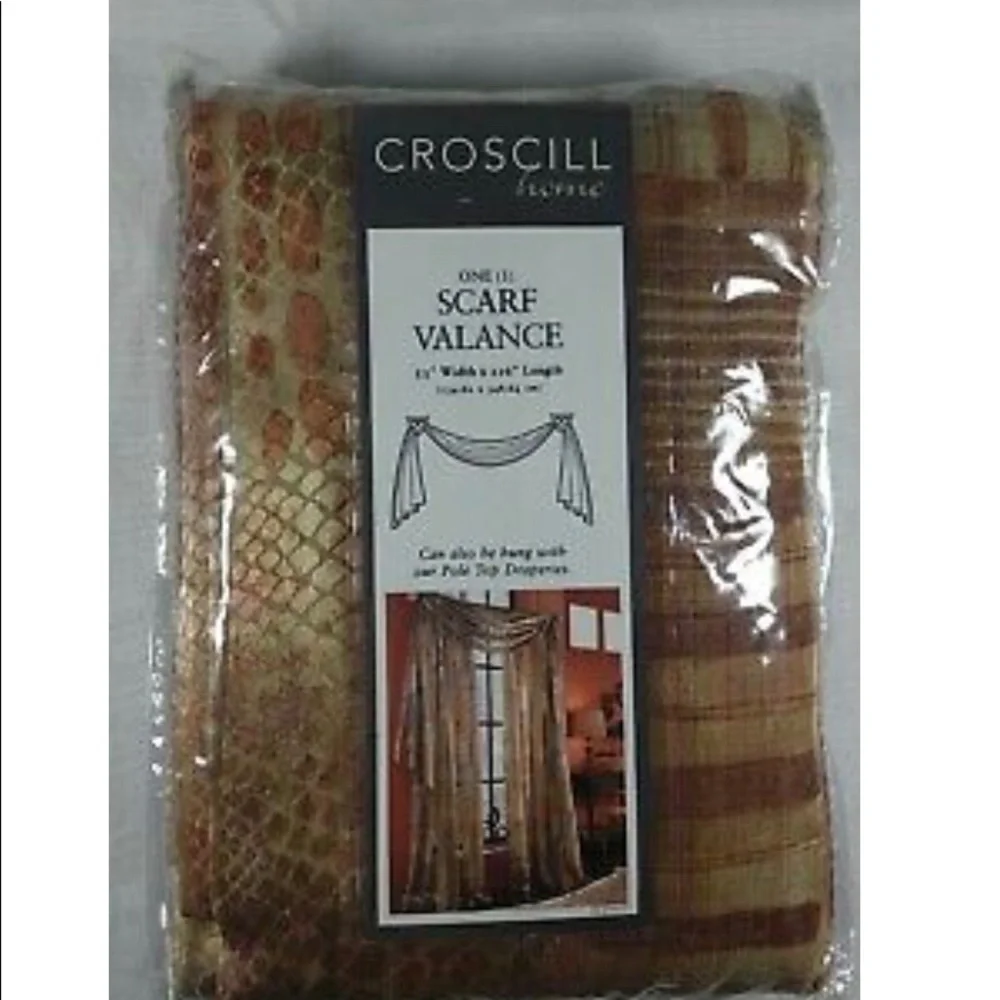 NWOT Croscill Malta Scarf Valance Browntones